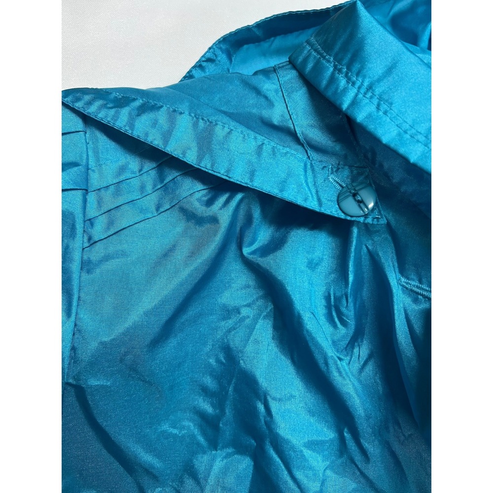 Vintage Totes Coat Teal Blue Nylon Hooded Rain Jacket Womens 14P Retro Longline - Picture 5 of 13